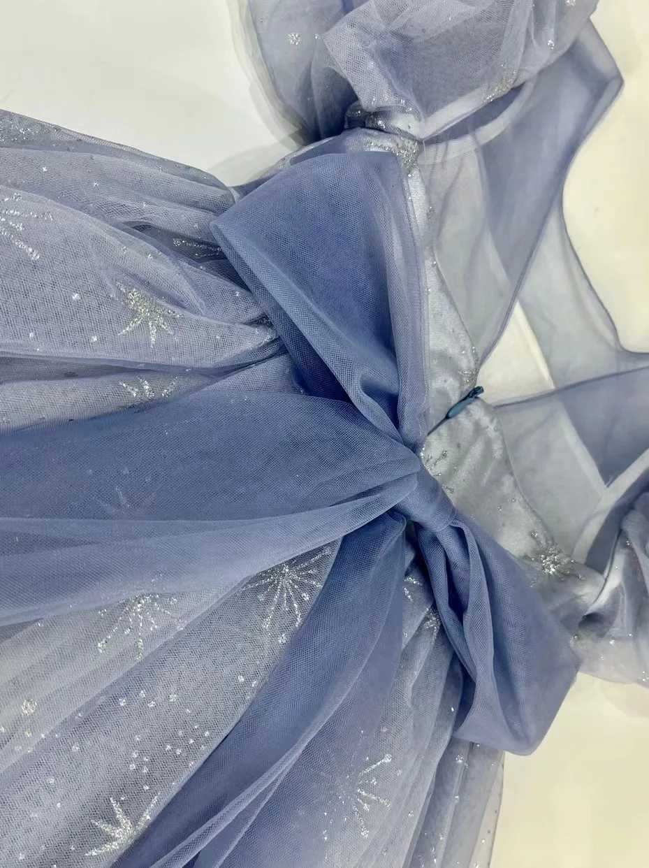 2024 Sequin Girl Puff Long Teenage One-Piece Party Dress for Young Girls Short Luxury Princess New Evening Dresses Z250904