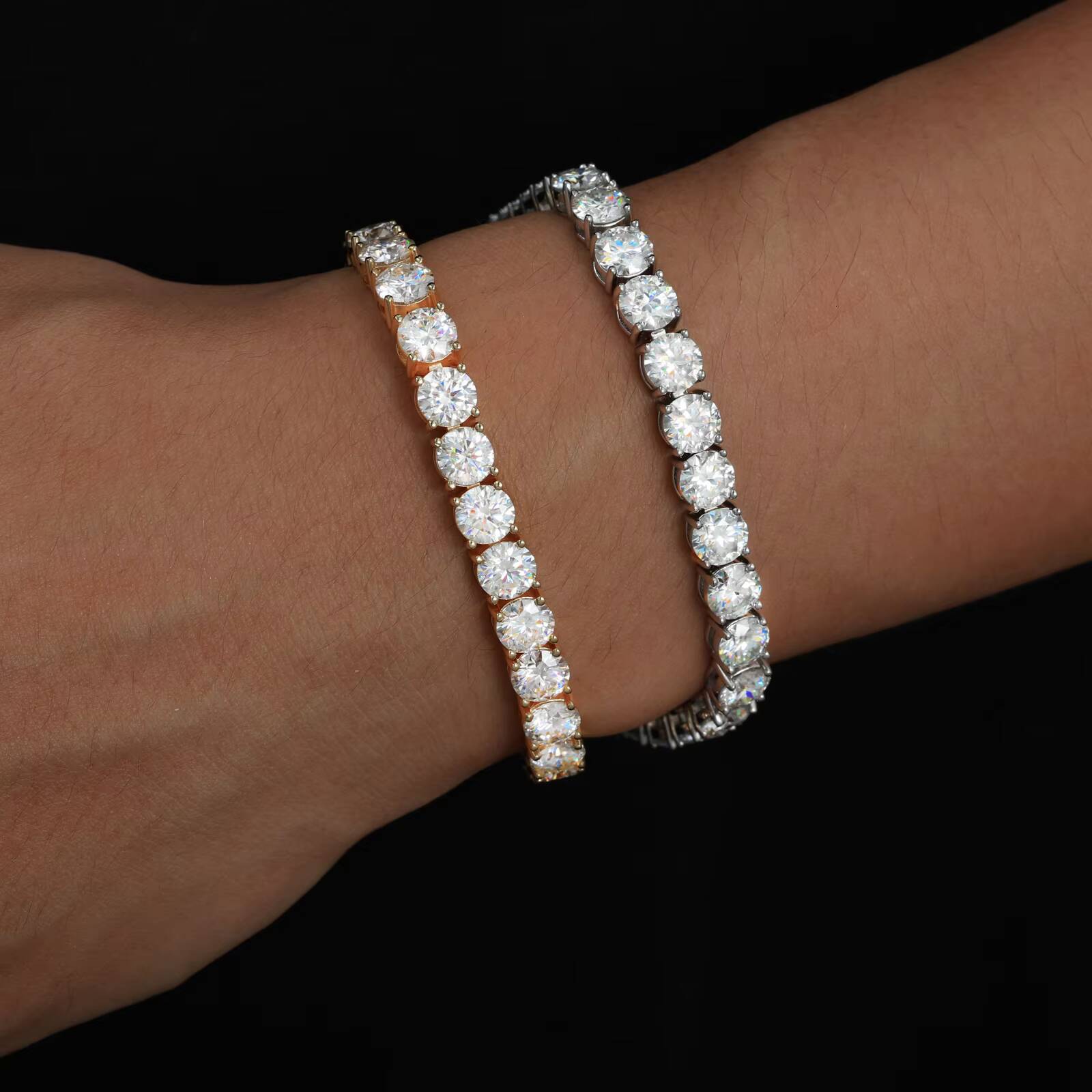 Fashion 2mm6mm VVS Moissanite Diamond Tennis Bracelet Luxury Womens Men Gold 925 Sterling Silver Lab Grown Mossanite Jewelry