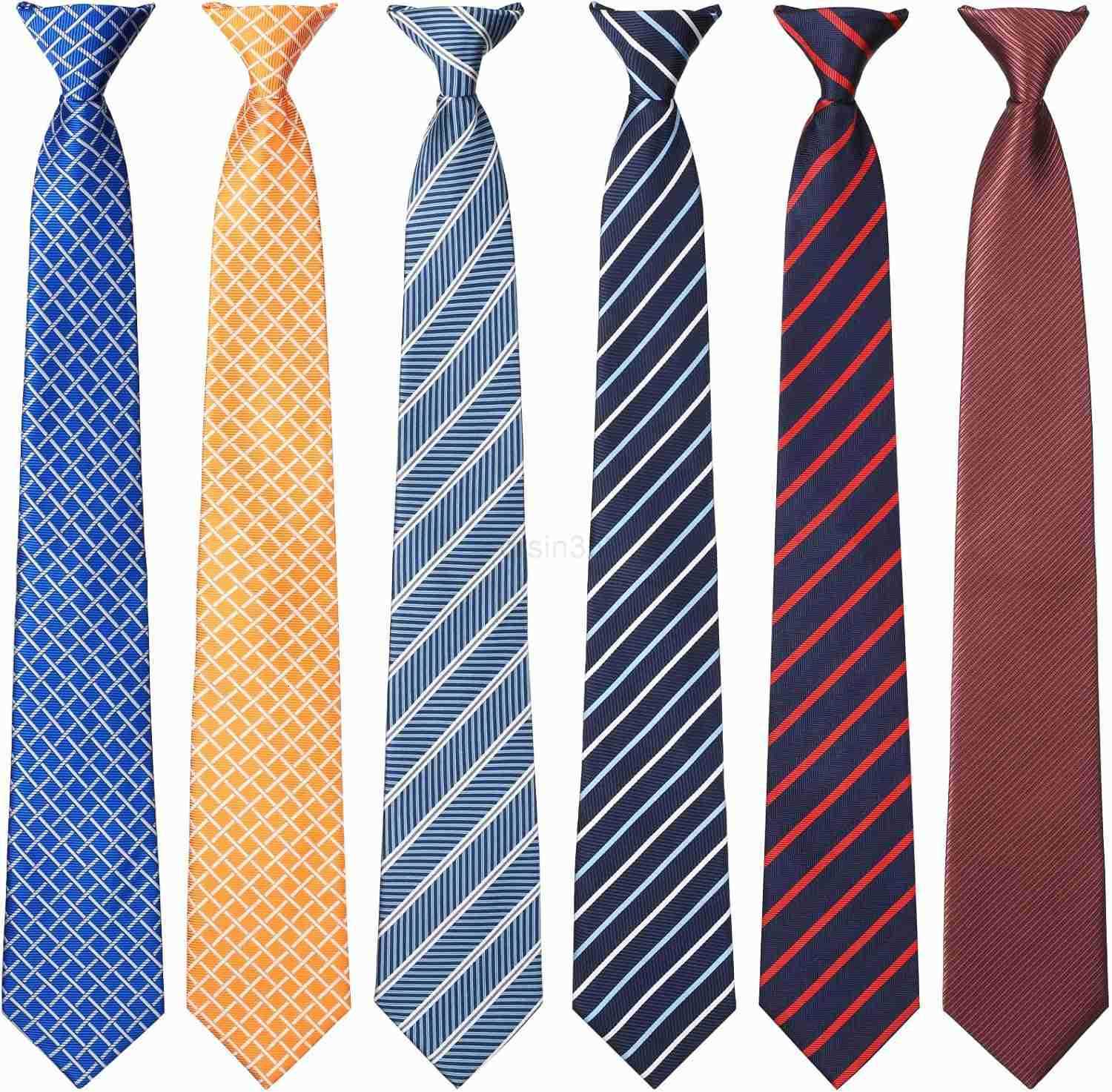 6 Pcs Clip on Tie for Men Clip on Easy Necktie Striped Solid Plaid Dots Mixed Lot Tie for Office School 20 Inch Business StyleW250904
