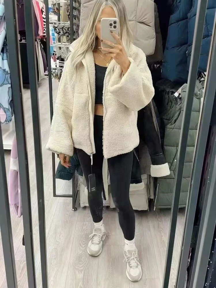 SIYANG Women Autumn Fashion Loose Teddy Coat Female Pockets Zipper Warm Faux Lamb Jacket Ladies Casual Outerwear 250903