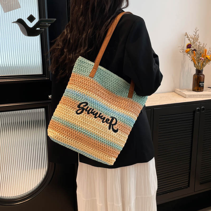 Feiyan Free Shipping New Designer Bag Luxury Shopping Bag Handmade Straw Tote Bag For Women Large Capacity Commuter Bucket Bag Single Shoulder Underar