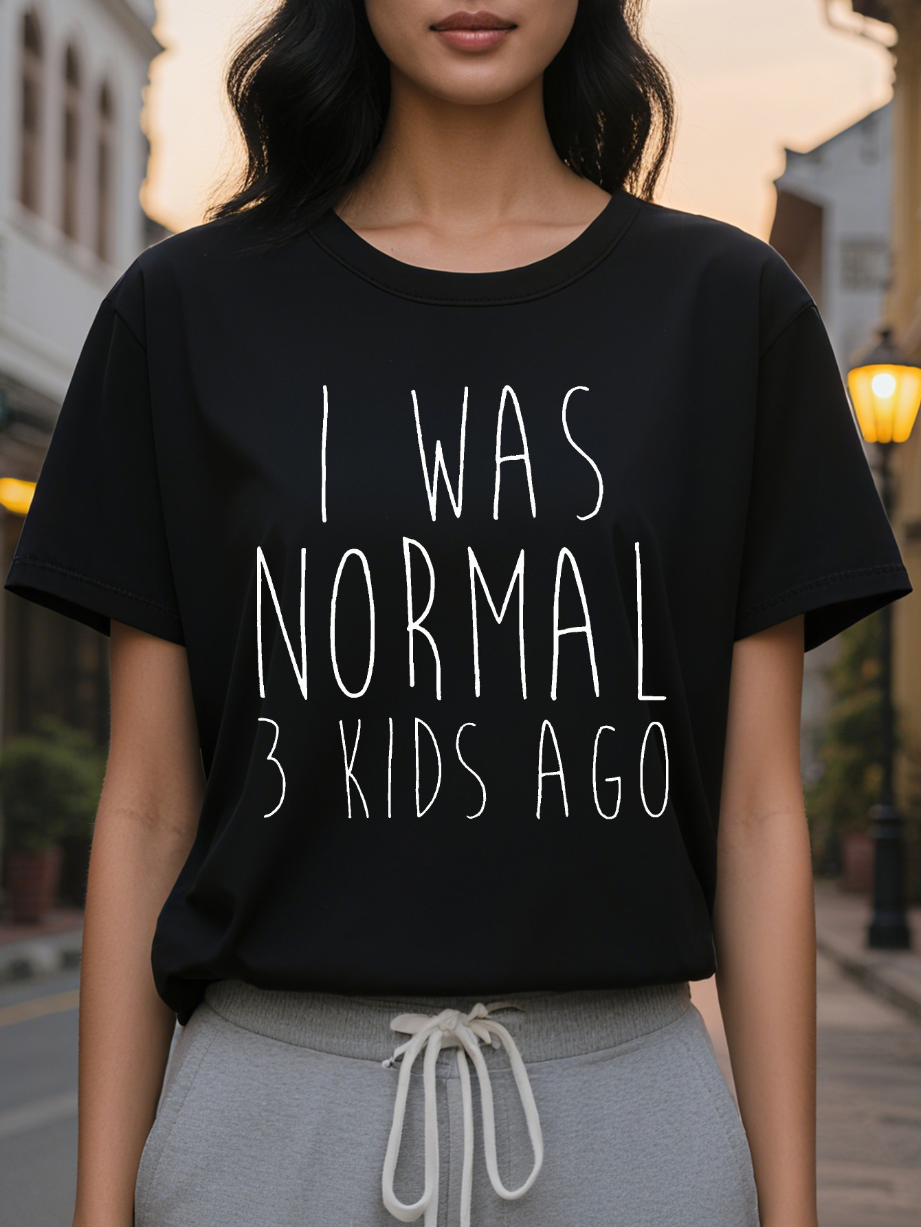 Ladies three years ago I was normal pattern vest casual crew neck sleeveless shirt black with white letter printing