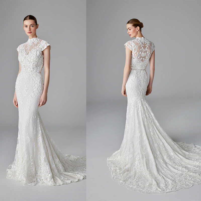 Roycebridal Sheath Column Lace Bohemian Wedding Dress for Women 2025 Crew Cap Sleeve Cut-out Bridal Gown Customized Vestidos