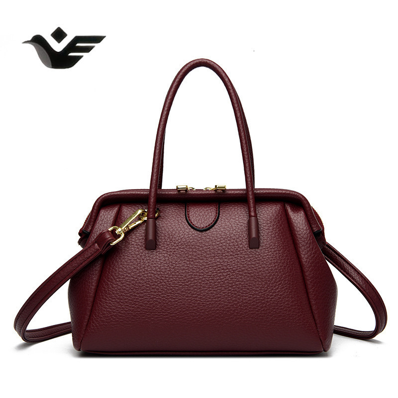 Feiyan Free Shipping New Designer Bag Luxury Shopping Bag Litchi Pattern Boston Bag Crossbody Bag Women's Handbag Simple Versatile Large Capacity