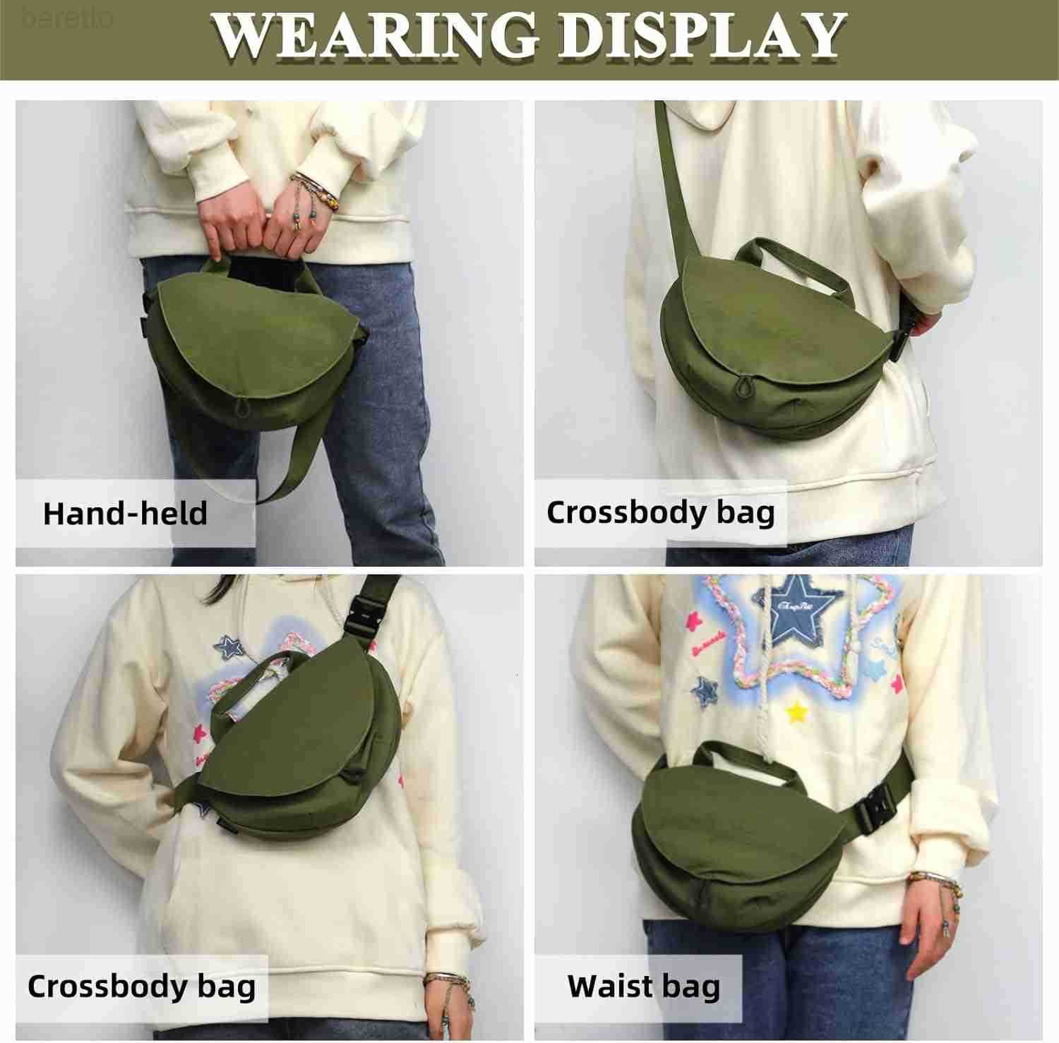 Nylon Crescent Moon Bag for Women and MenFashion Crossbody Handbags with Adjustable Belt Waterproof Fanny Packs Sling Bag Green M250903