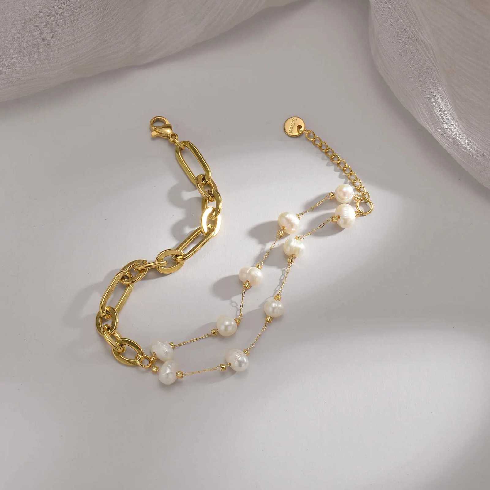 Akizoom Vintage White Bead Women Bracelets Gold Color Star Bracelet Stainl Steel Charm Wedding Bangle Mom Birtay Party GiftXJ250904