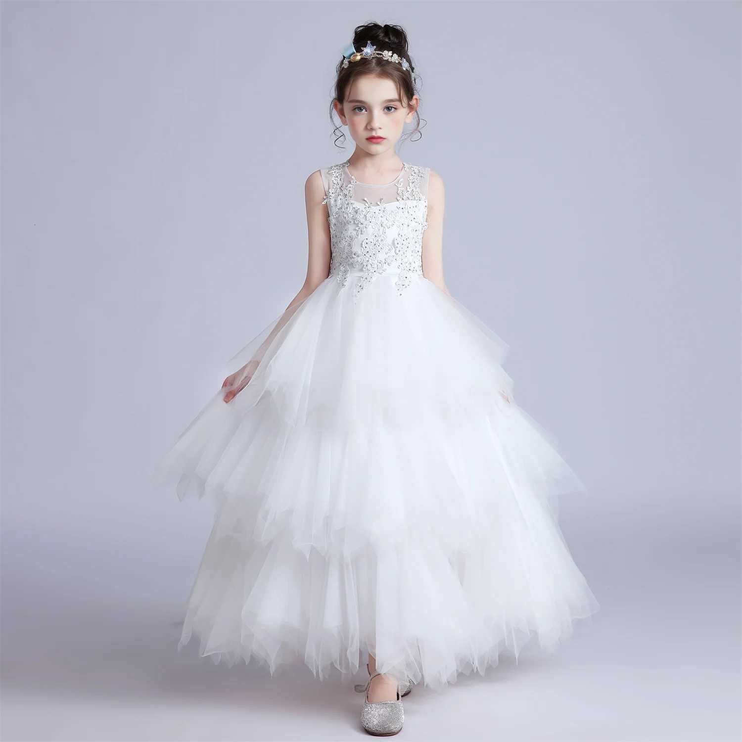 Girls Costume Party Christmas Long Dresses For Formal Wedding Elegant Ball Gown 4-12 Years Children Pink Dress Clothes Z250904