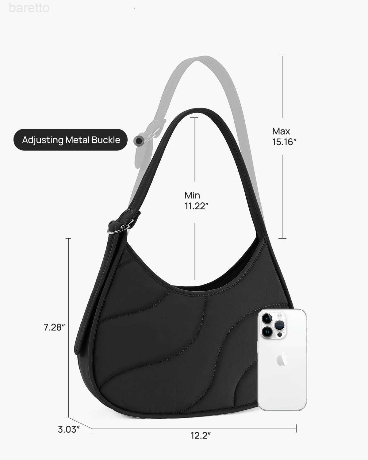 Shoulder Bag Puffer Crescent Bags for Women Quilted Hobo Handbags Lightweight Clutch Purse M250903