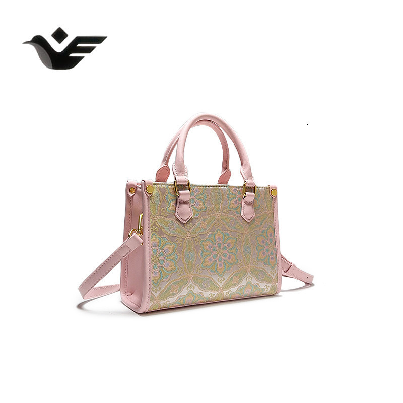 Feiyan Free Shipping New Designer Bag Luxury Shopping Bag Chinese Style Handbag For Women 2025 Spring Summer New Song Brocade Pattern Pink Design Tote