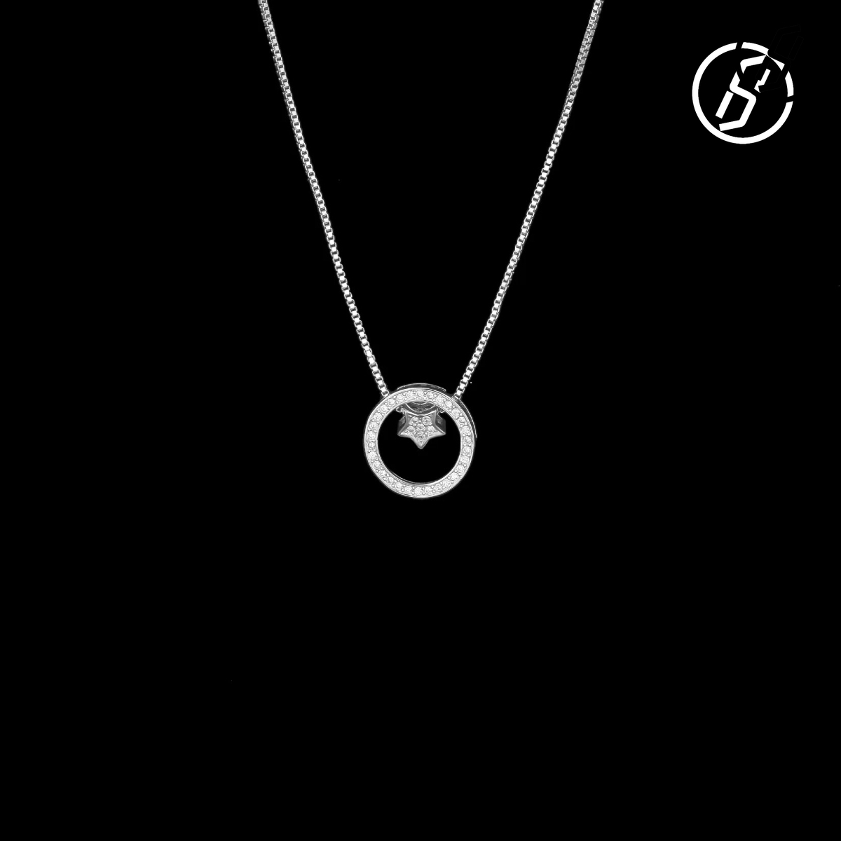 Round Star Necklace for Women Micro Inlay Diamond Water Sailor Moon Retro Circle Single Diamond Diamond Necklace Boutique Craft Designer Jewelry Origi