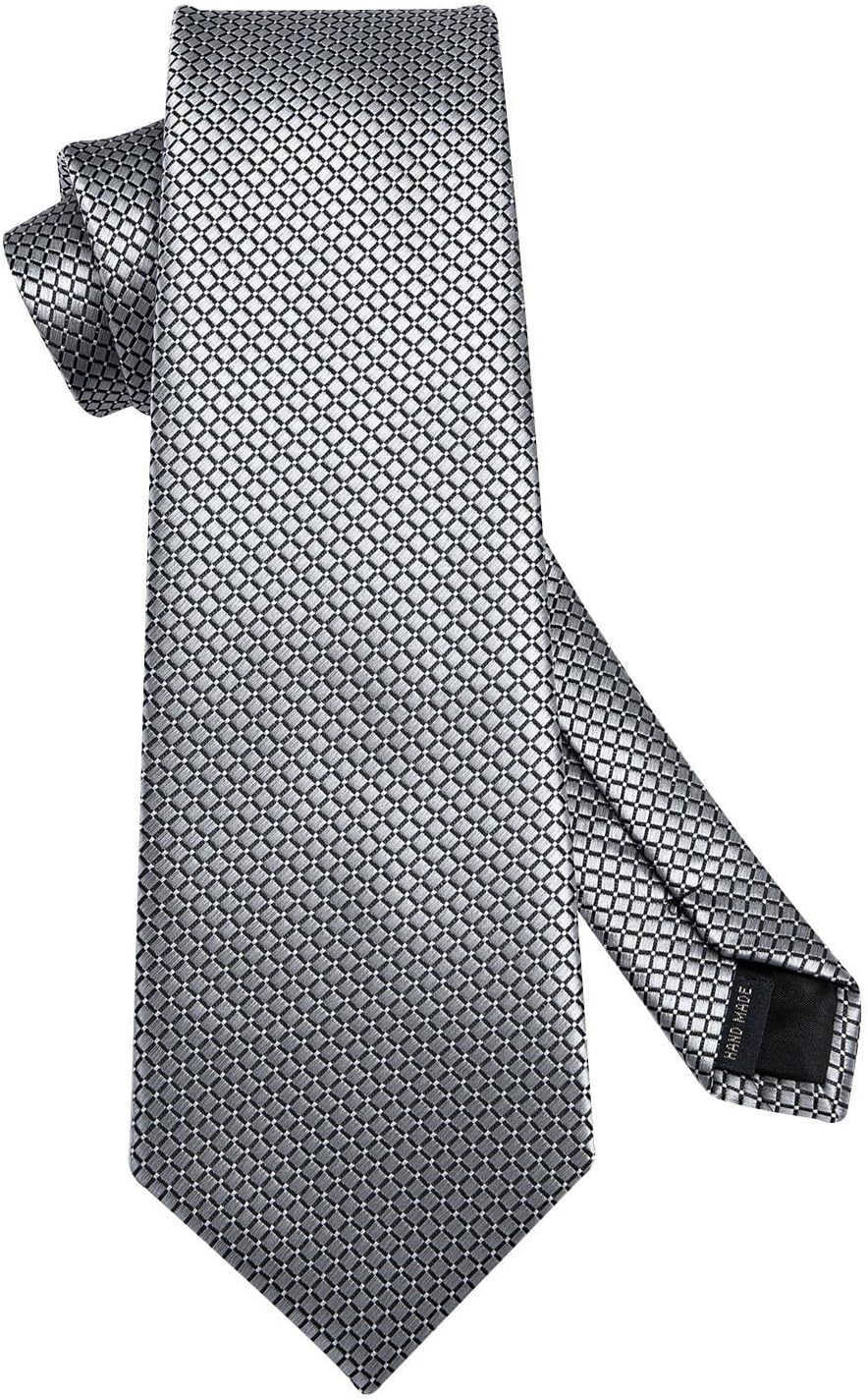 Ties for Men Plaid Checkered Tie with Pocket Square Woven Business Formal Necktie Handkerchief Set Wedding PartyW250904