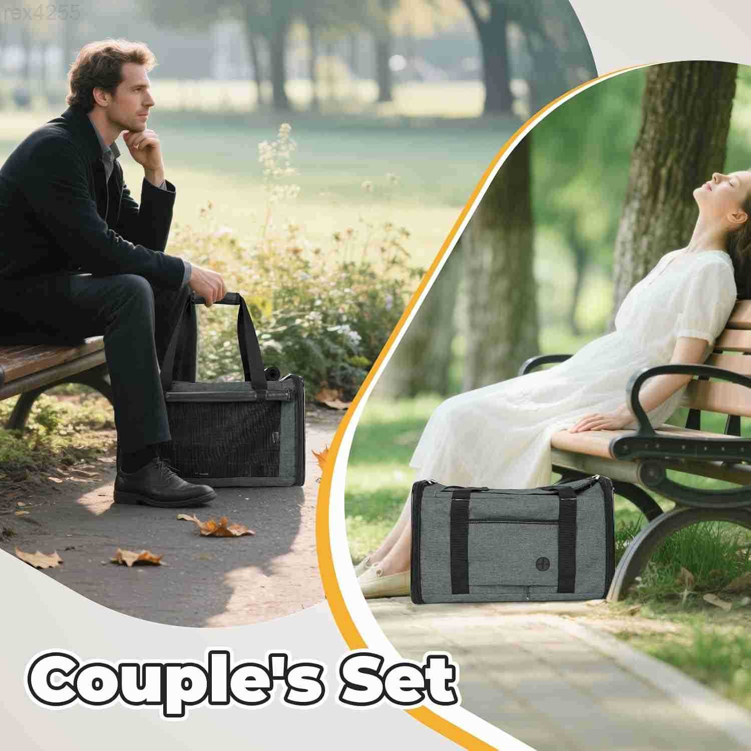 25 lbs Lightproof Soft Sided Pet Carrier for Large Cat Small Dog Airline Approved Travel Puppy Carrier with Side Pockets Reflective Mesh Foldable Port