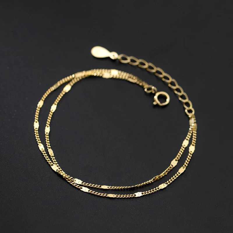 stainl steel Double Layers Simple Bracelet for Women Temperament Elegant Sweet Link Chain Bracelet Jewelry giftXJ250904