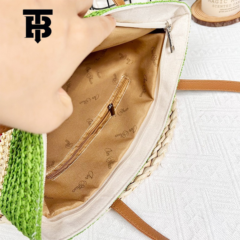 TB BHULAMTE Summer Hot Sale Woven Embroidered Beach Bag Tote Bag Large Capacity Shoulder Designer s bag Travel Bag Straw Bag New Cross-border