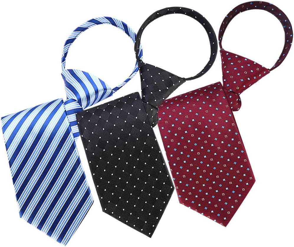 6 PACKS Men NecktieRegularExtra Long Adjustable Pre Tied Clip on Easy Zipper Neck Ties for Men 315in WideW250904