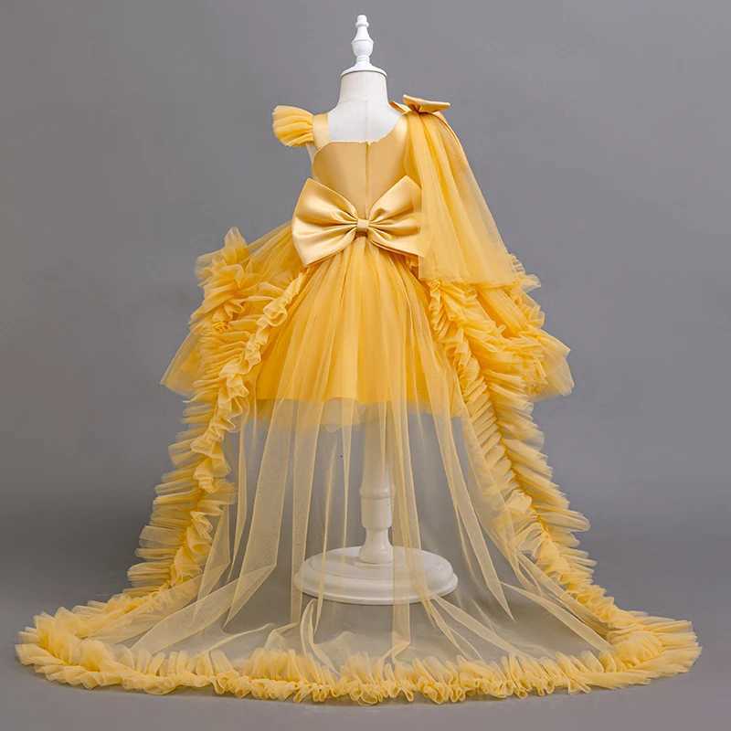 KLFLGD New Summer Girls Party Dresses Flower Girl Wedding Elegant Party Dress 2-6 Year Old Girl Pink Tulle Tail Dress Z250904