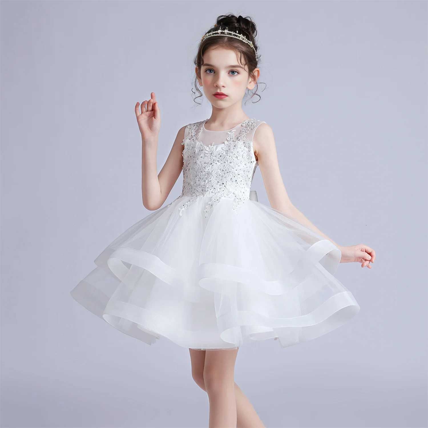 3-10 Years Baby Girls Princess Dress Summer Ball Gown Wedding Dress Piano Performance Costume Host Costume Childrens Clothing Z250904