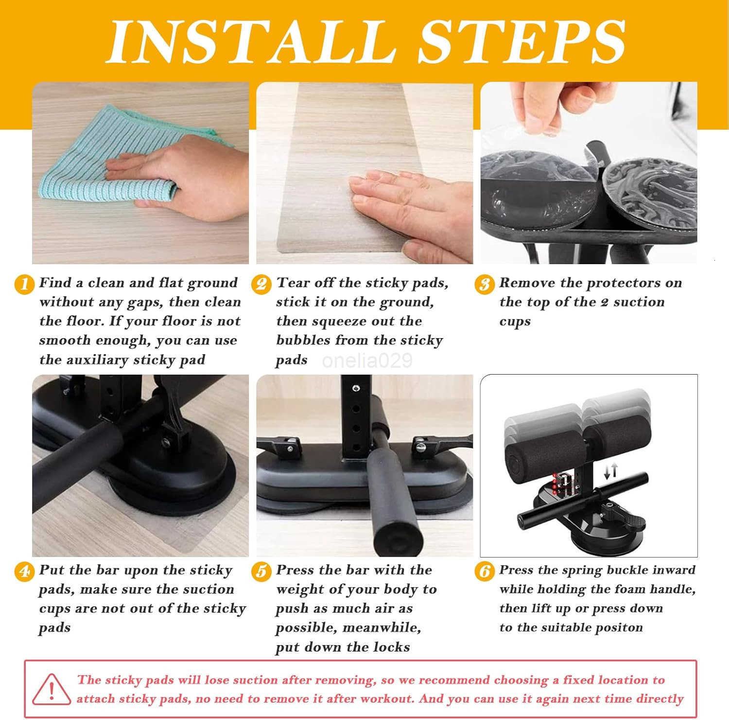 Sit Up Bar Floor Portable Sit Up Exercise Equipment with 2 Strong Suction Cups and Adjustable Foot Holder Abs Master Assistant Device for Home Workout