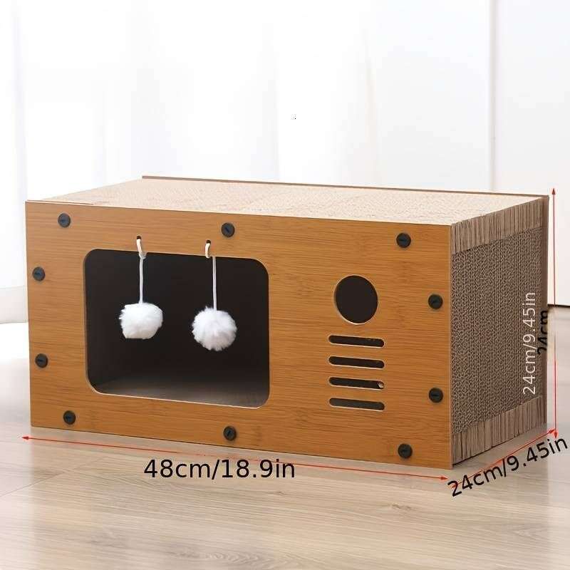 famous brand House Scratcher Board Cave With Hanging Ball Toy Large Space Cardboard Cat Bed Condo Suitable For Cats To Rest And Scratching