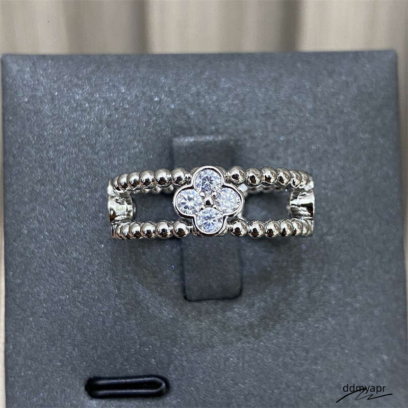 Colleactions Style Dia-Encrusted Kaleidoscope Four-Leaf Clover For Women Fashionable Ddmyday High-End Open Ring Ddmyday