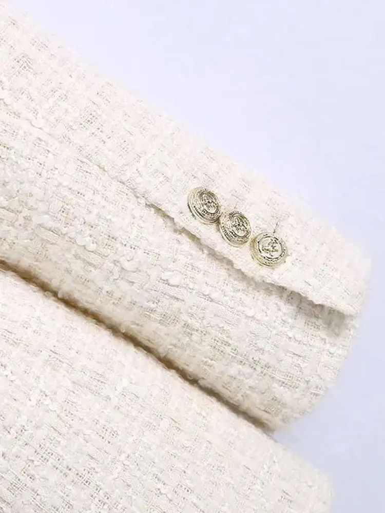 TRZA Women Fashion Tweed Double Breasted Blazer Coat Vintage Long Sleeve Flap Pockets Female Outerwear Chic Veste Femme 250815