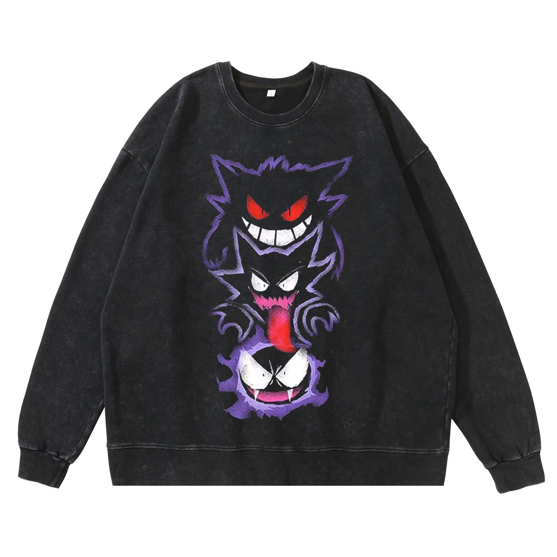 360g Heavyweight Washed Vintage Haunter Anime Street Retro Cotton Hoodie Streetwear Crewneck Hoodie - TT8265