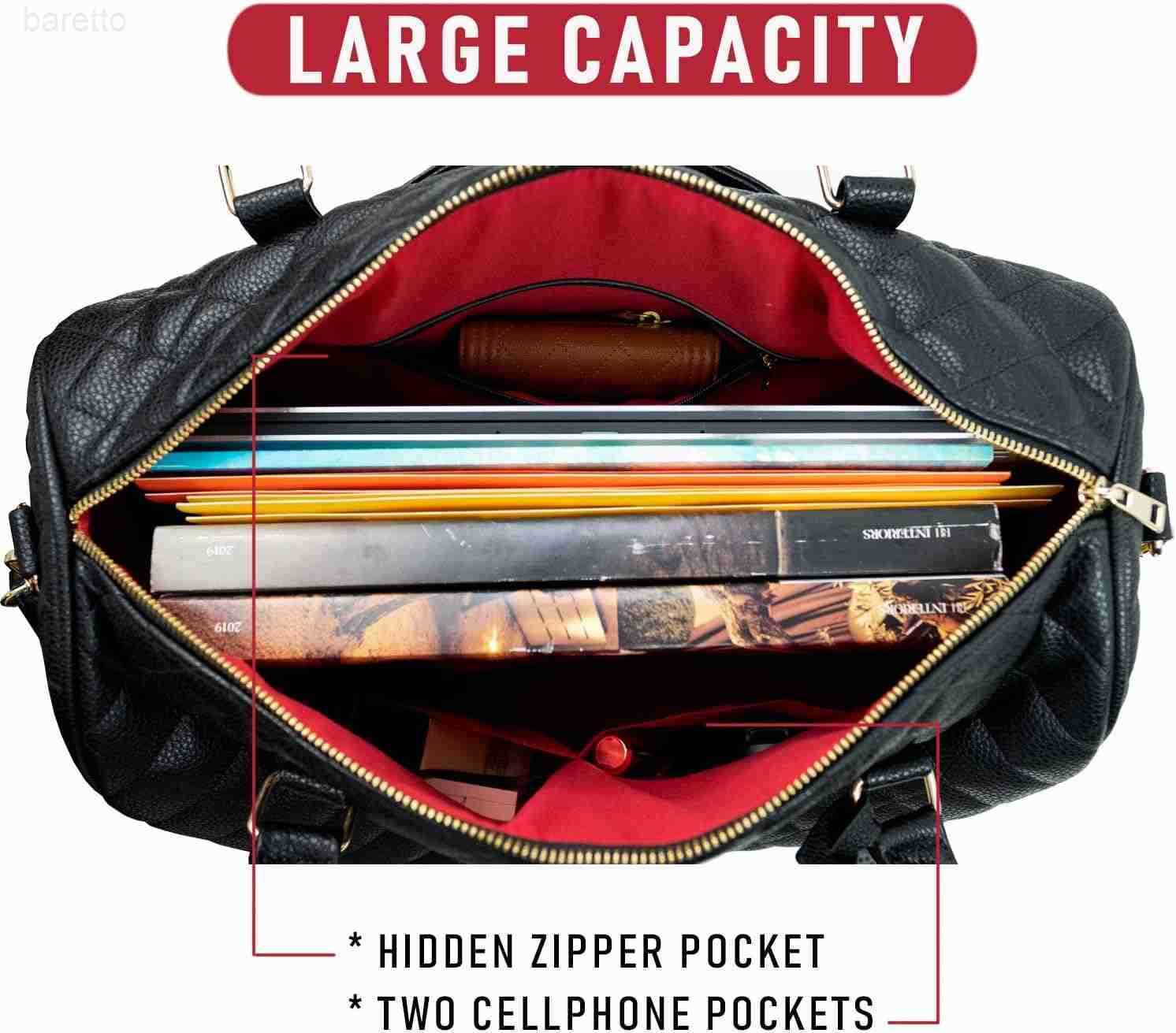 Womens Quilted Weekender Duffle Carry Bags Overnight Travel Handbag Shoulder Tote Trolley Handle Luggage TSA Approved Bag Quad Duffle 43 Black03 M2509