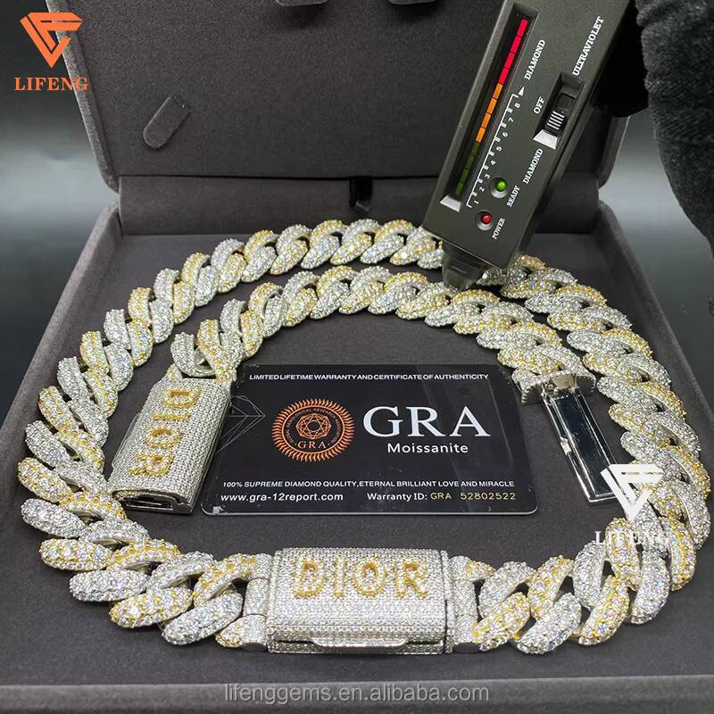 Custom 925 Sterling Silver Mens Hip Hop Cuban Link Chain Iced Out VVS Moissanite Diamond Lock Box Necklace New Design