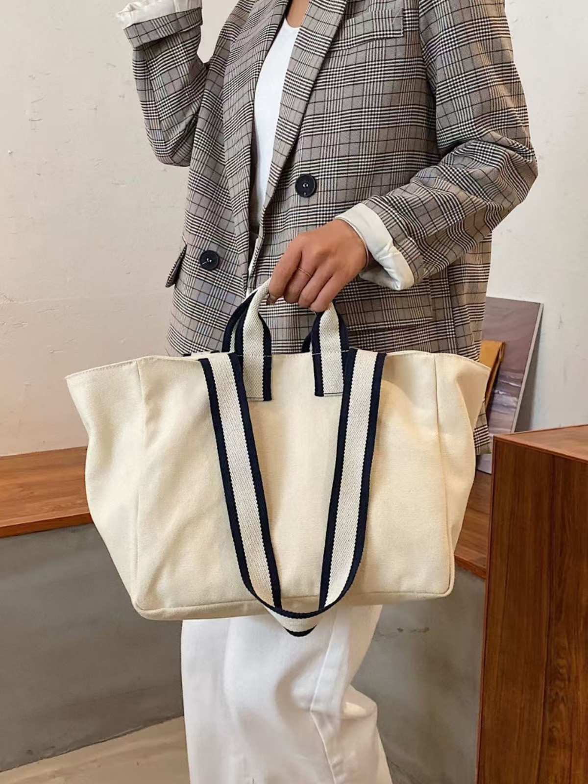 Casual Canvas Women's Single oulder Environmentally Friendly Large Capaci Horizontal Tote Bag for Workluxury bag tote bagShopping storage handbag