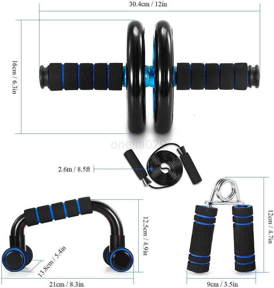 TOMSHOO AB Wheel Roller Kit with PushUp Bar Knee Mat Jump Rope and Hand Gripper Home Gym Workout for Men Women Core Strength Abdominal Exercis W250904