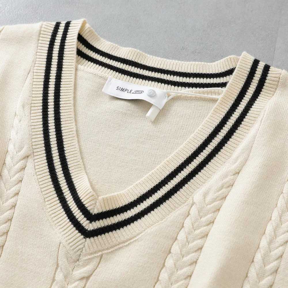 TRAFZR Sweater vest for Men Winter Knitting Sweater V Neck Knit Waistcoat Sleeveless Knitted Solid Y2k Fashion Elastic VestsXJ250904