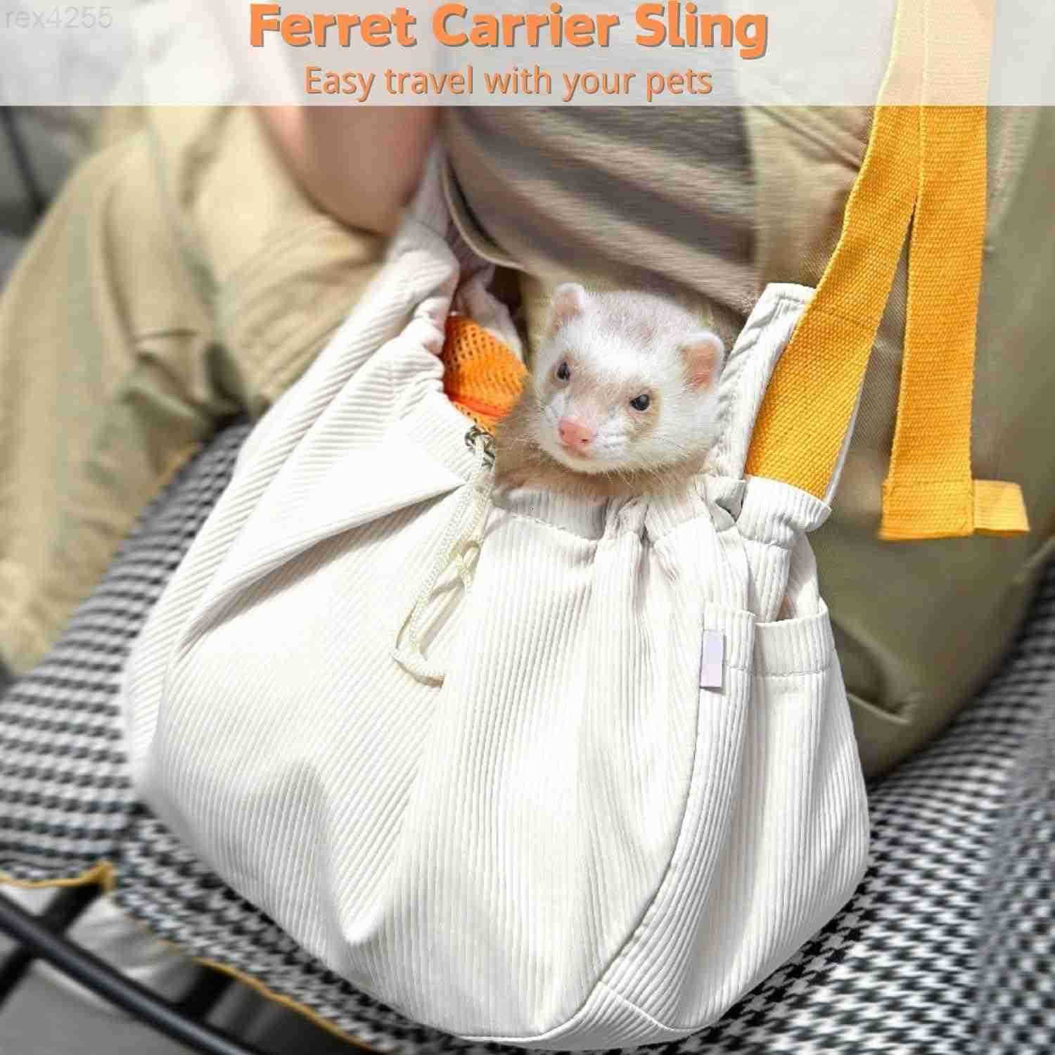 Carrier Pet Carrying Bag with Adjustable Strap Hands Free Shoulder Bag Crossbody Travel Slings Soft Small Animal Bonding Pouch Front Backpack for Ferr