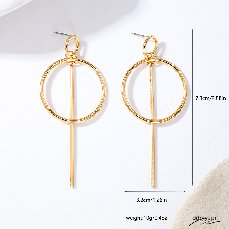 1 Pair Of Fashionable And Trendy New Simple Metal Creative Round Circle Ladies Earrings Suitable Ddmyday For Commuting Personalised Matching Ddmyday