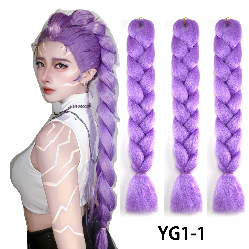 KPOP Rumi Extensions Accessories Jumbo Braids 24 Inch Ombre Color Braiding Hair for Hair 100G/Pack Synthetic Hair Wefts Braiding Hair Women DIY Hair E
