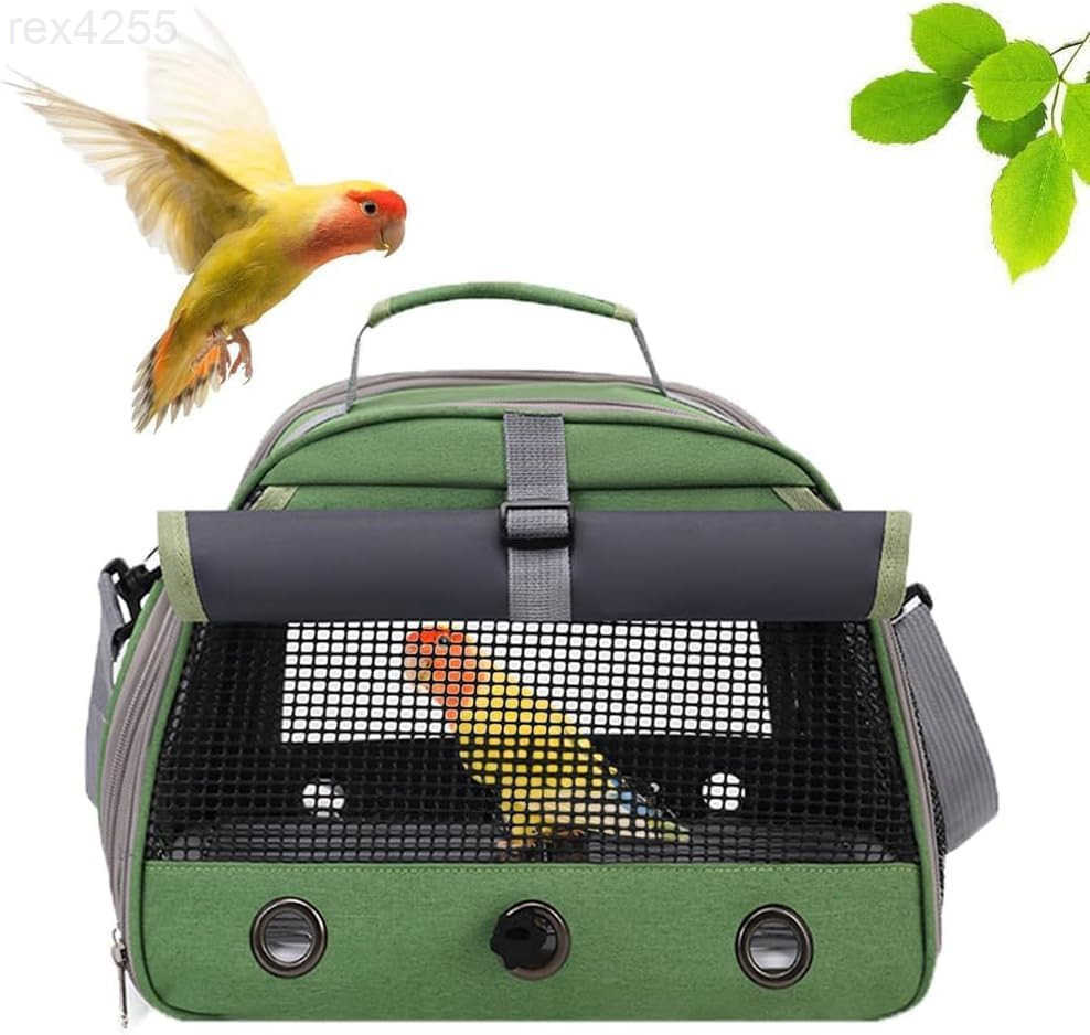 Bird Travel Carrier Portable Small Bird Parrot Parakeet Carrier with Standing Perch and Tray Side Access Window Collapsible Bird Carry Transport Bag f