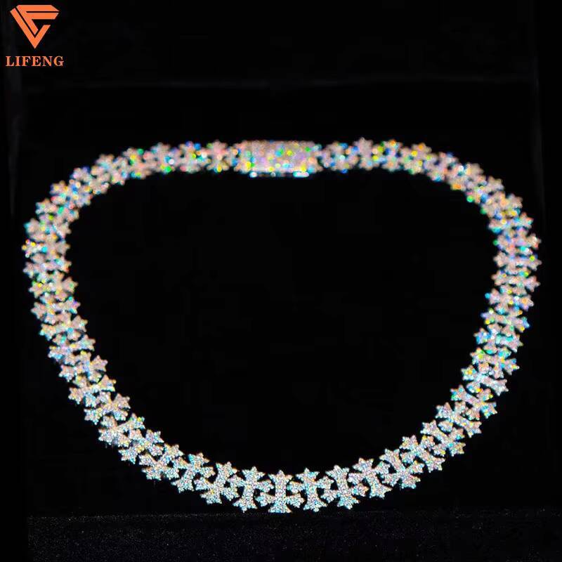 Lifeng Jewelry Miami Custom Necklace Iced Out VVS Moissanite and 925 Sterling Silver Rose Gold Plated Chain Fashion Jewelry