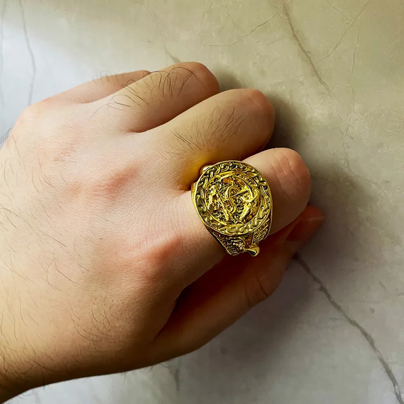 Retro Anchor Navy Marine Large Ring For Men Gold Color Punk Gothic Rock Hiphop Ring Pirate Biker Accessories Jewelry Man Gift 250903