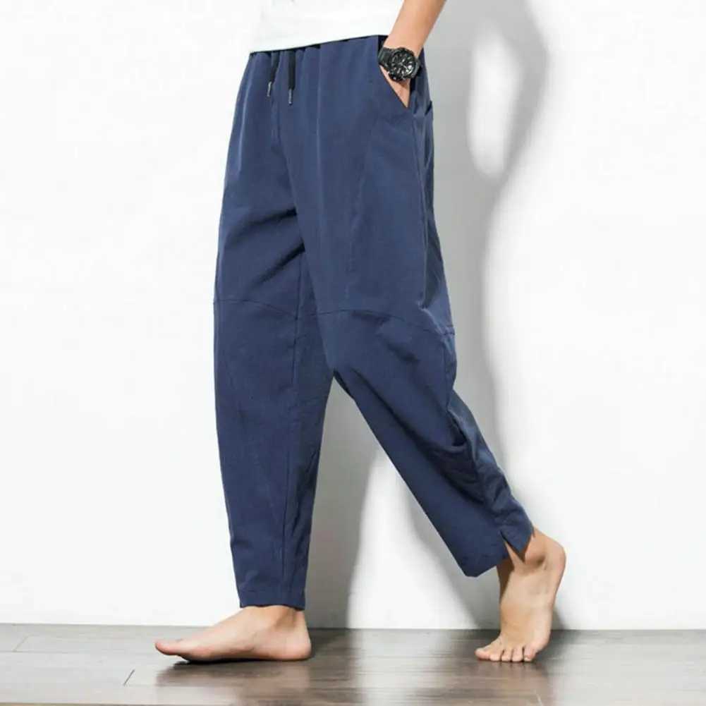 Harem Pants New Mens Cotton Linen Loose Pants Male Casual Solid Color Pants Trousers Chinese Style SweatpantsXJ250904