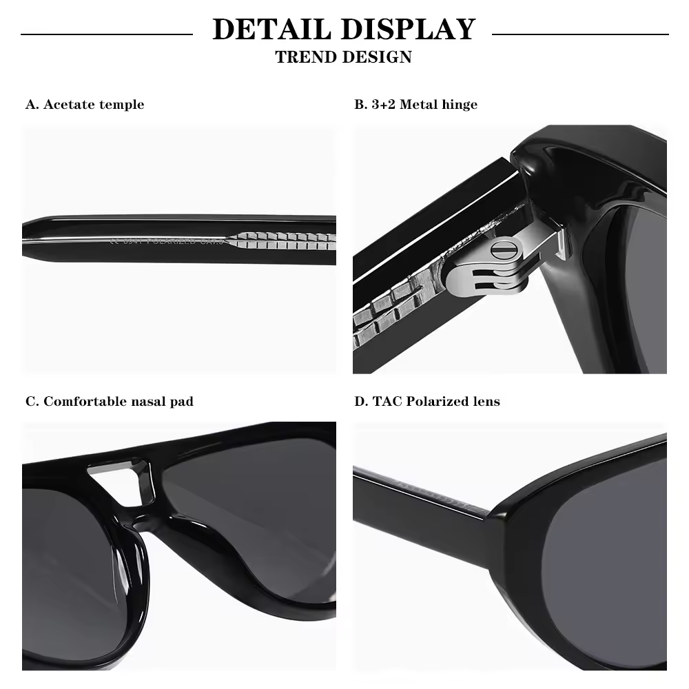 High Quality Acetate Sun Glasses Women Oval TR90 Frame Fashion Trendy Private Label Polarized Sunglasses Custom Design