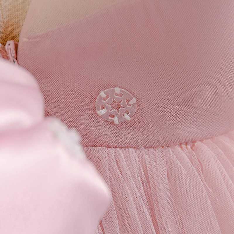 Childrens Birthday Party Puff Sleeve Princess Dress Bow Mesh Dress Masquerade Piano Catwalk Flower Girl Wedding Costume Z250904
