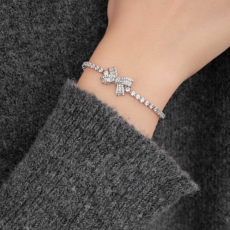 Super Flash Zircon Bow Adjustable Bracelet for Women French Light Luxury Versatile Bracelets Simple New Trendy Jewelry Wedding W250904