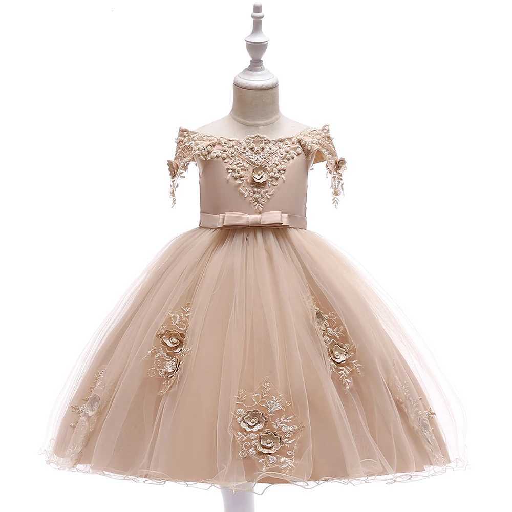 Elegant Tulle Flower Party Girls Dress Tulle Bridesmaids Wedding Princess Prom Dresses for Girls Birthday Evening Christmas Costumes Z250904