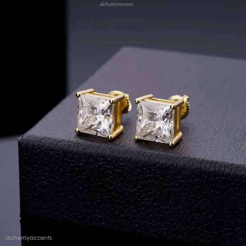 2025 Designer Top Men's 10k Plated Sier Pin VVS Moissanite Real Gold Earrings Jewelry Fashion Gifts