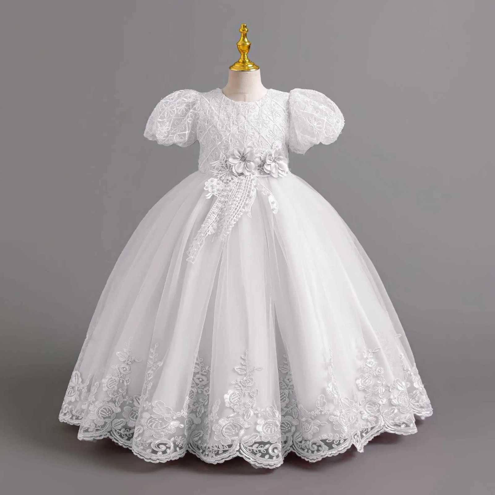 Party Dresses For Girls Flower Dress White Bridesmaid Wedding Pageant First Communion Clothing Birthday Party Piano Performance Gown Z250904