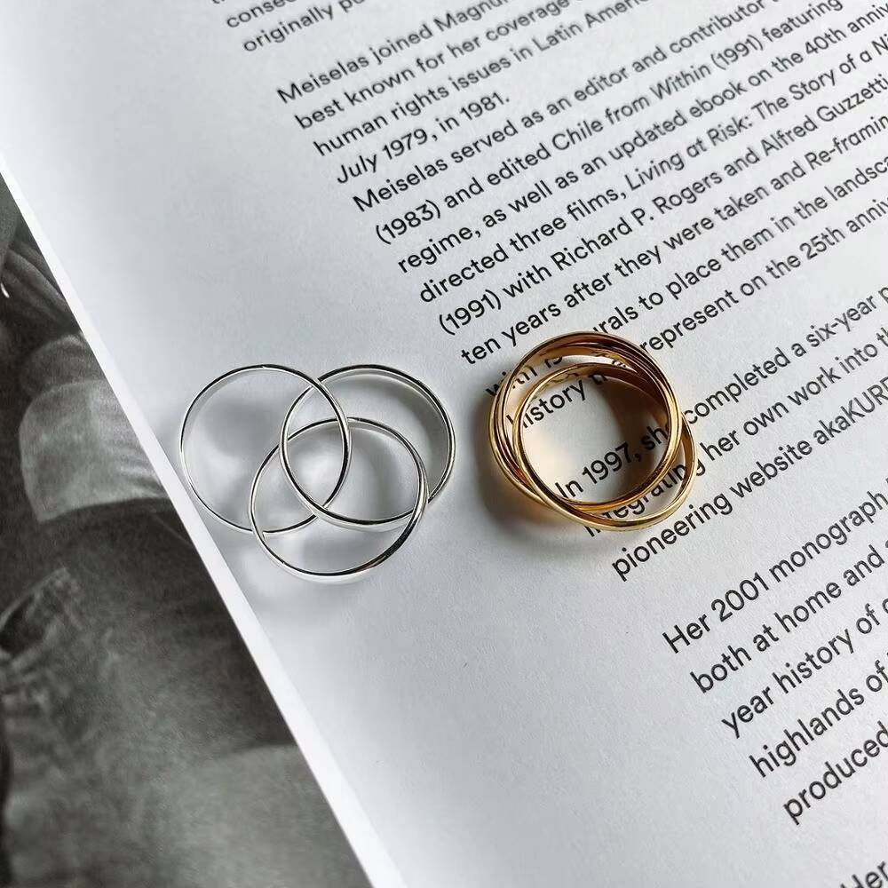 Vianrla 3 Round Band 925 Sterling Silver Fashion Jewelry Ring Daily Party Ring