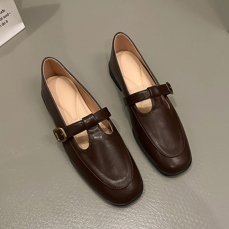 British women's leather shoes 2025 designer new single shoe fashion Mary Jane shoes Le Fu shoes