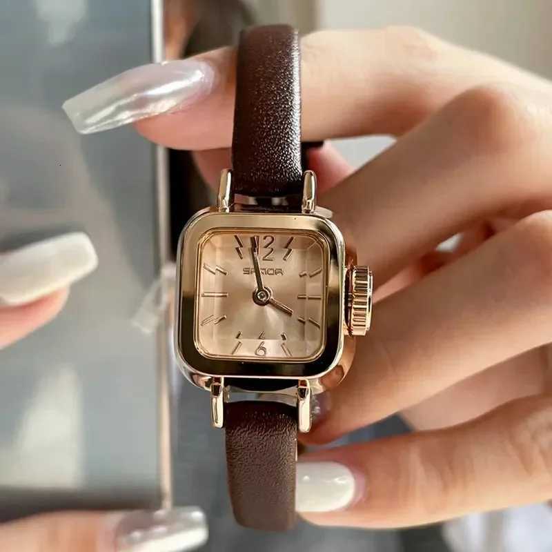 Vintage Wen Watch Small Square Dial Thin Leather Strap Ladies Wristwatch Elegant Quartz Fem Watches Casual Reloj Mujer X250904