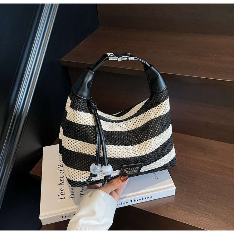 DHEssentials 2025 Trendy Dumpling Bag, Striped Knitted Crossbody, Multicolor Summer Purse