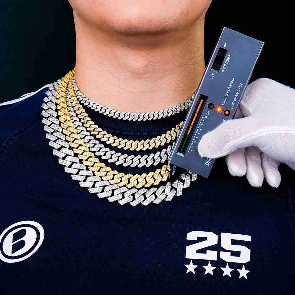 Gold Plated 925 Sterling Silver Fine Jewelry Men 8 10 12 14 18 20 mm Vvs Diamond Mossanite Moissanite Cuban Link Necklace Chain