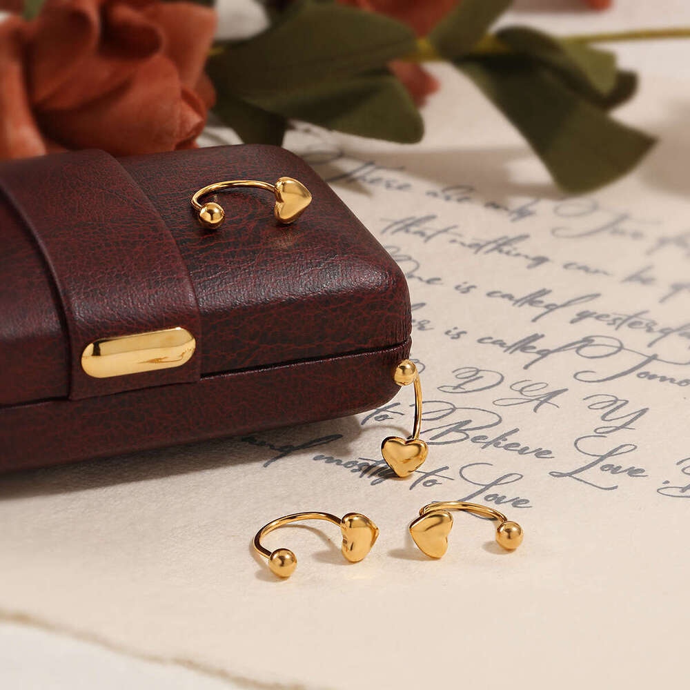 Korean Style Ins Sweet Niche Minimalist Heart U-Shaped Ear Bone Studs Women Fashion Personality High-End Titanium Steel Earrings